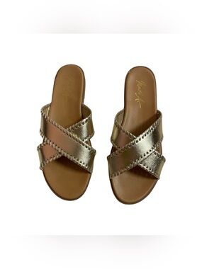 Mari A. Gold and Tan Women’s Flat Sandals Size 7.5